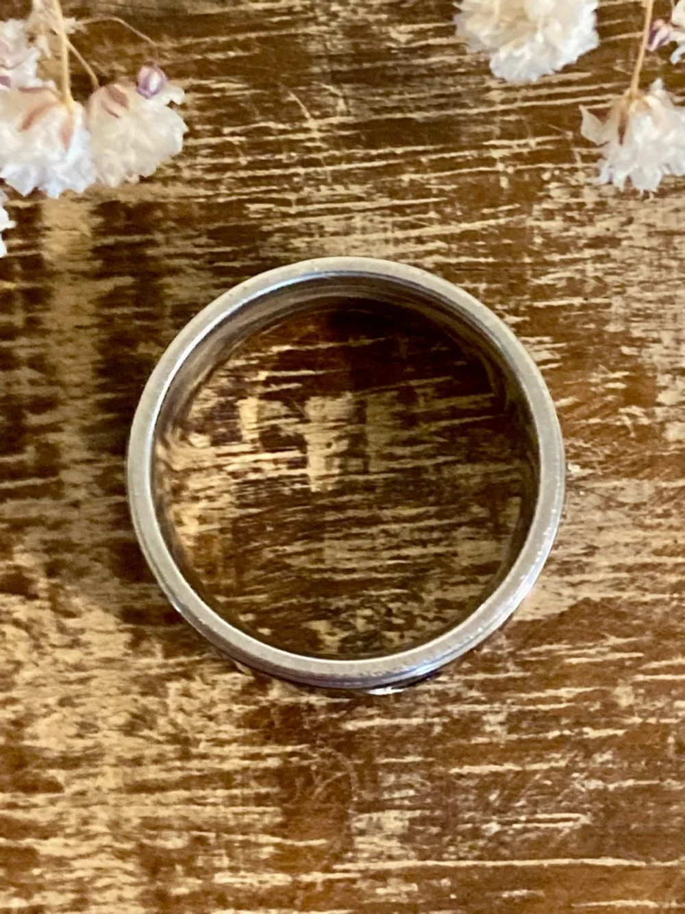 Aldo Black and Silver Screw Accent Men's Ring Size 8.5
